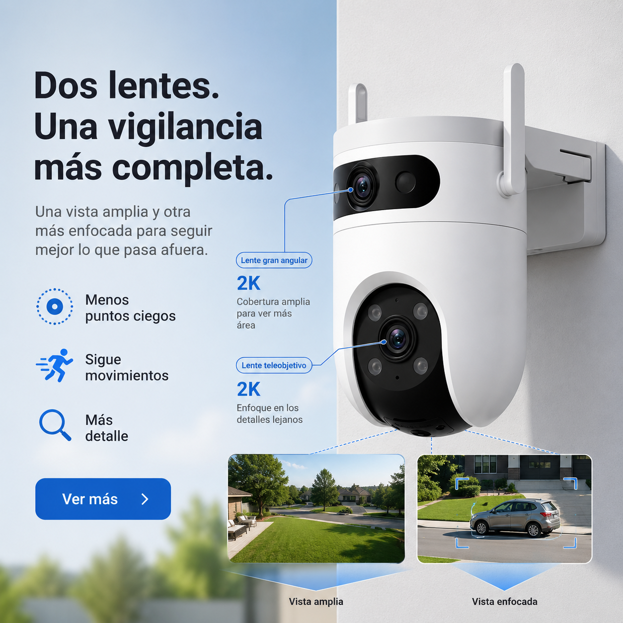 Cámara WiFi EZVIZ H9c Dual 2K para Exterior con Doble Lente Inteligente