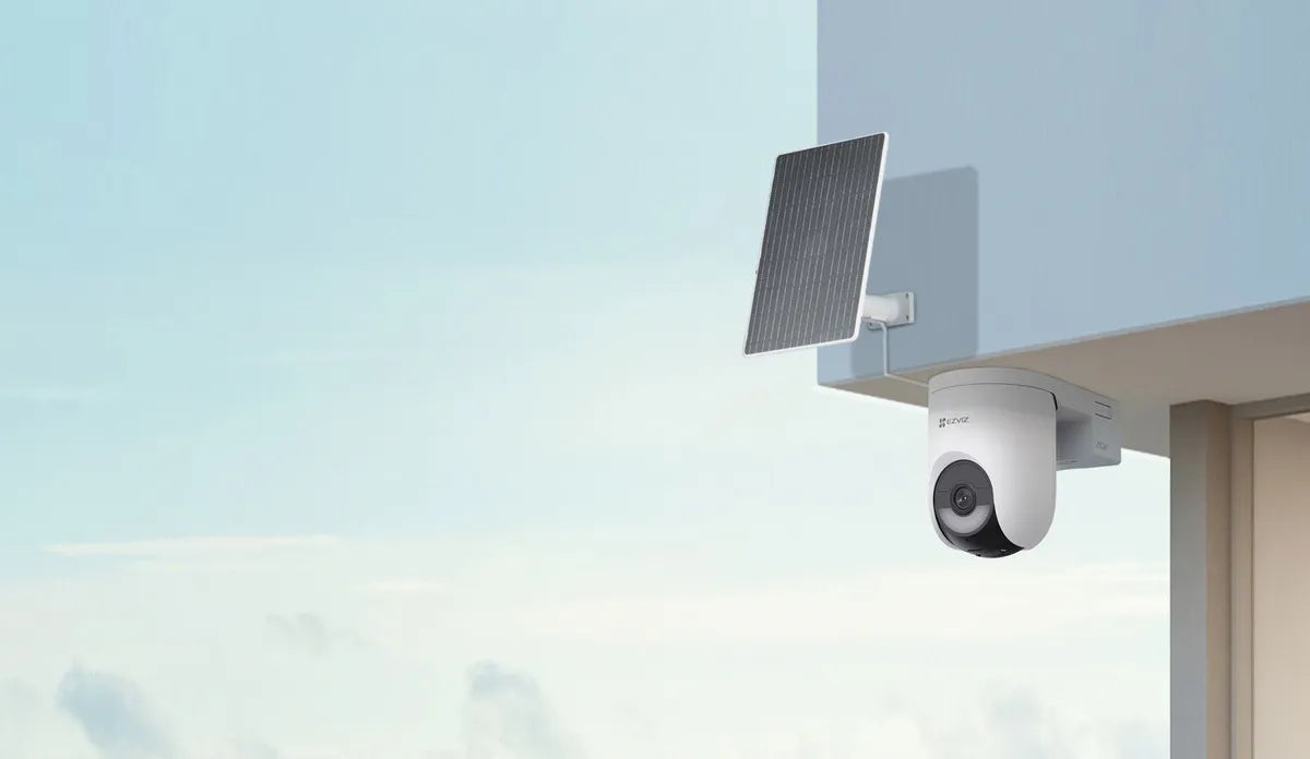 Kit de Seguridad Solar 360° (Cámara EZVIZ + Panel Solar + Memoria 64GB).