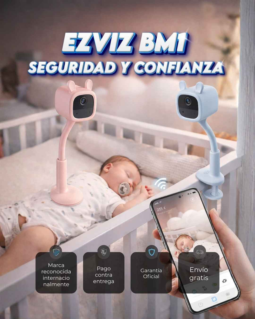 Monitor inteligente con alertas de llanto y movimiento para bebé - EZVIZ BM1