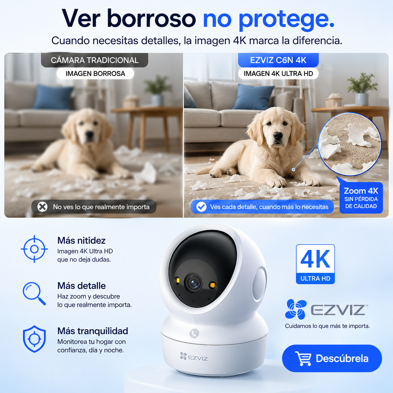 Cámara Inteligente EZVIZ H6C G1 4K